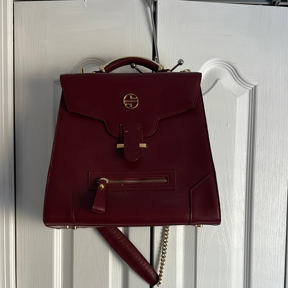 Segolene Noir Elegant Burgundy Leather Satchel Purse